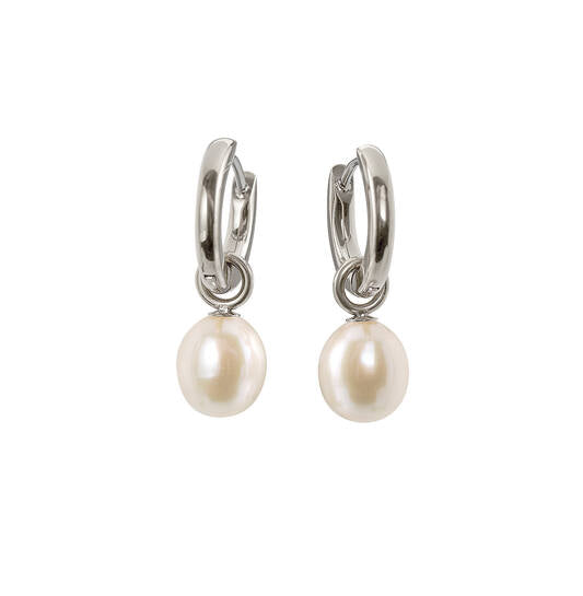 Titanium oorbellen Boccia oorringen met zoetwater pareltje 12 mm.