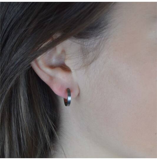 Titanium earrings Boccia hoop earrings gold/silver 14 mm.