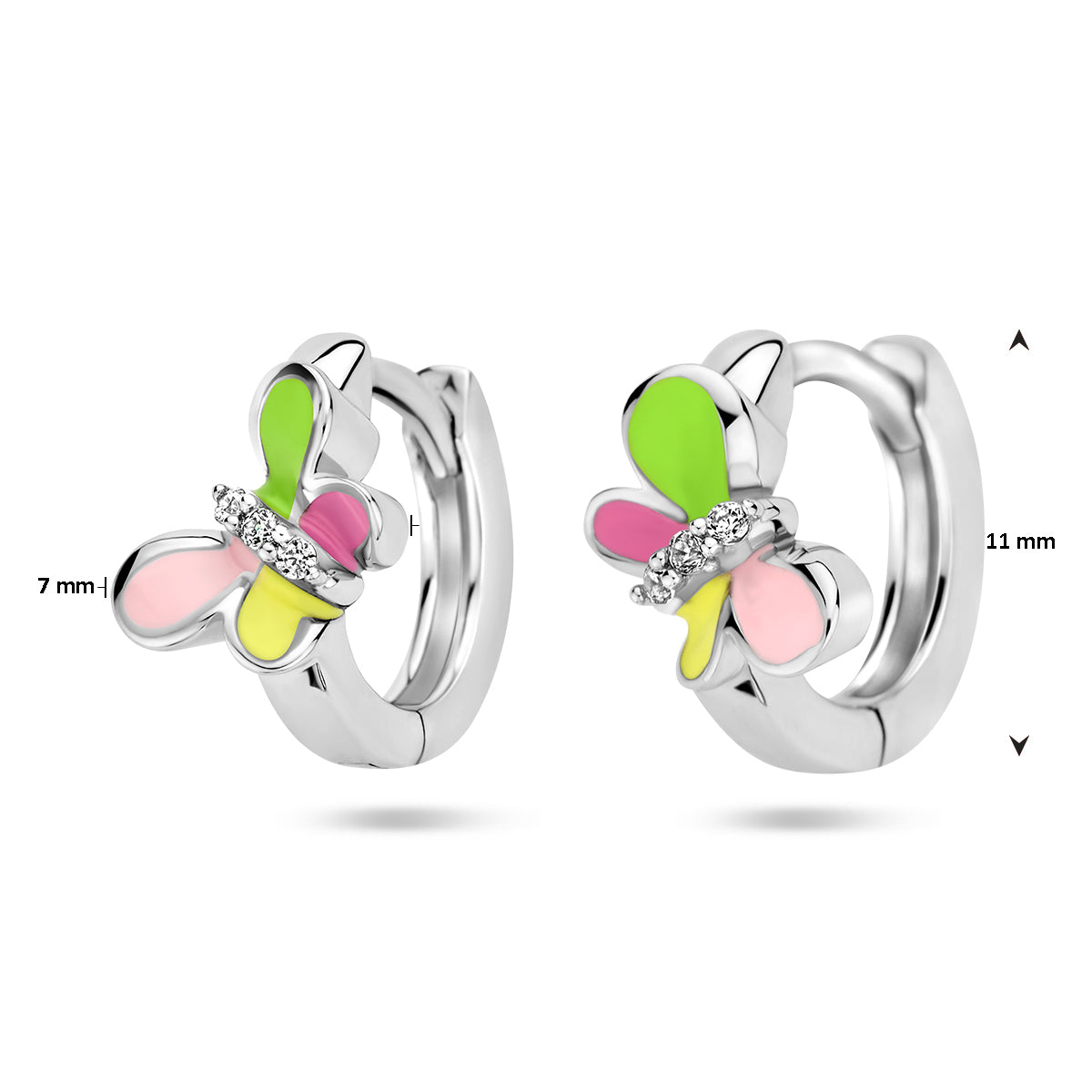 Silberne Kinder-Creolen/Schmetterlings-Ohrringe mit Zirkonia
