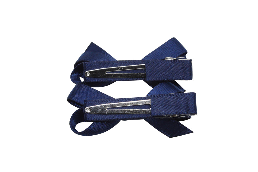 Set Mini-Alligator-Haarspangen mit Schleife – dunkelblauer Satin