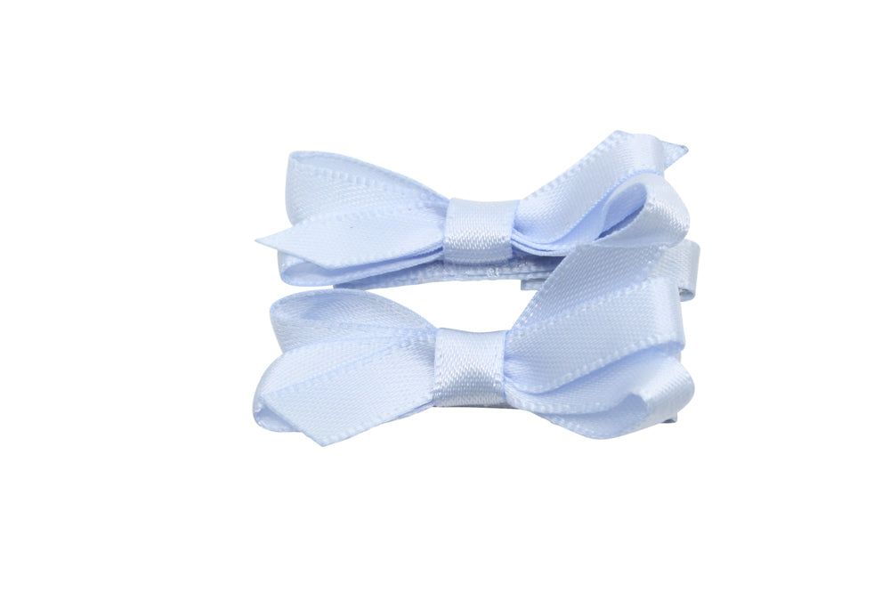 Set Mini-Alligator-Haarspangen mit Schleife – hellblaues Satin