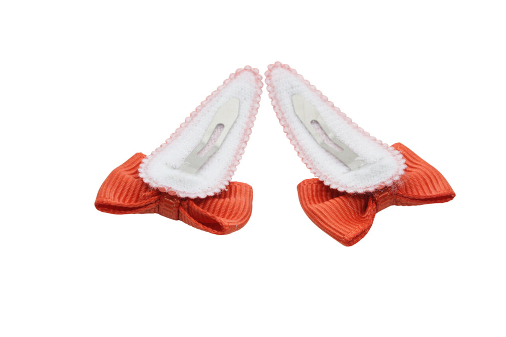 Baby haarspeldjes met strikjes - warm oranje/bruin