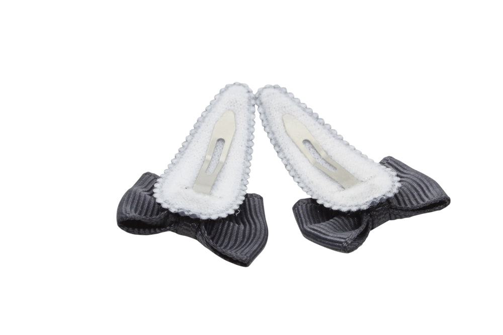 Baby hair clips with bows - anthracite grey