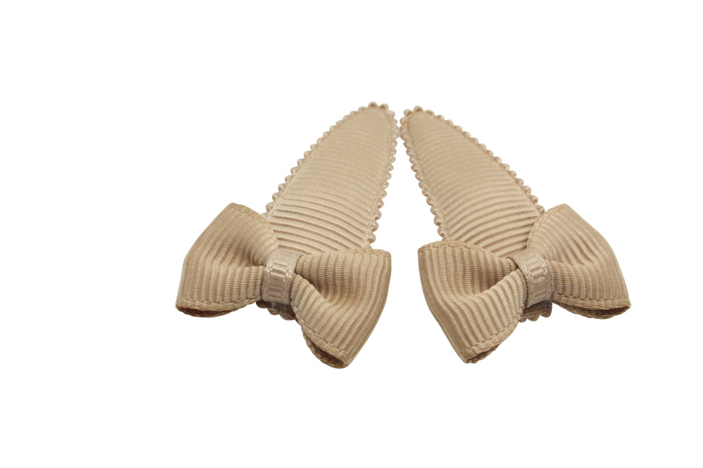 Baby hair clips with bows - latte brown