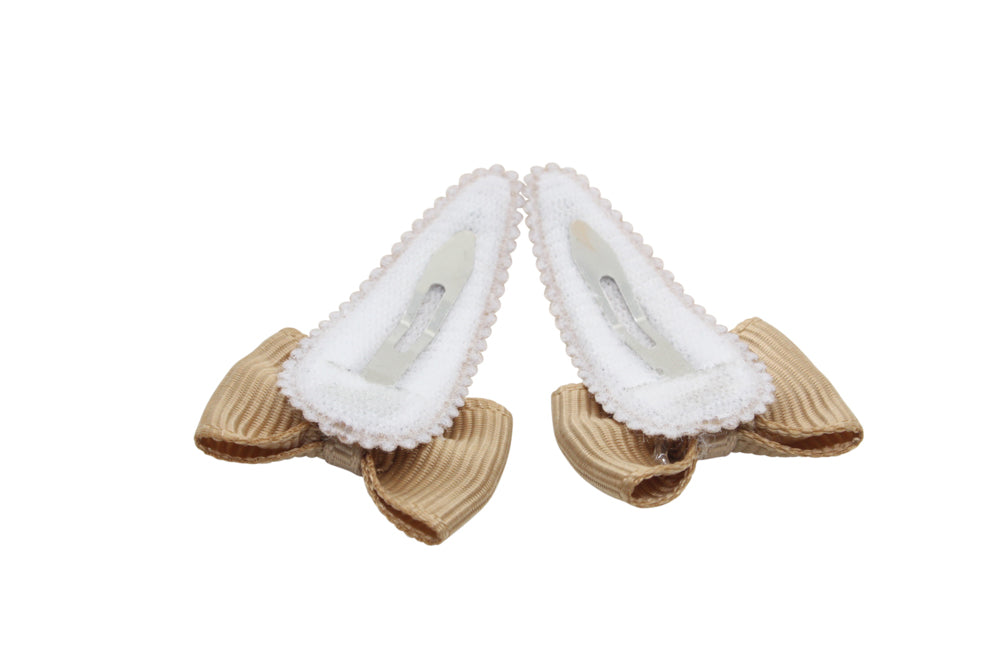 Baby hair clips with bows - latte brown