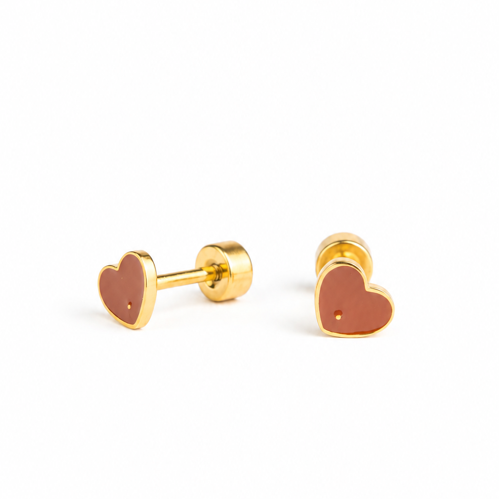Hypoallergene kinderoorbellen goldplated Tiny Heart | schroefsluiting