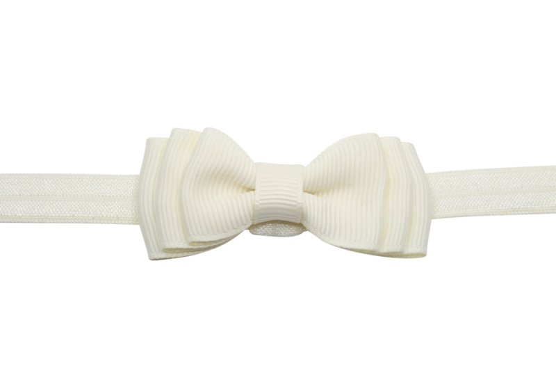 Babyhaarbandje strikje antiek wit/ivoor - Staartjes en Strikjes