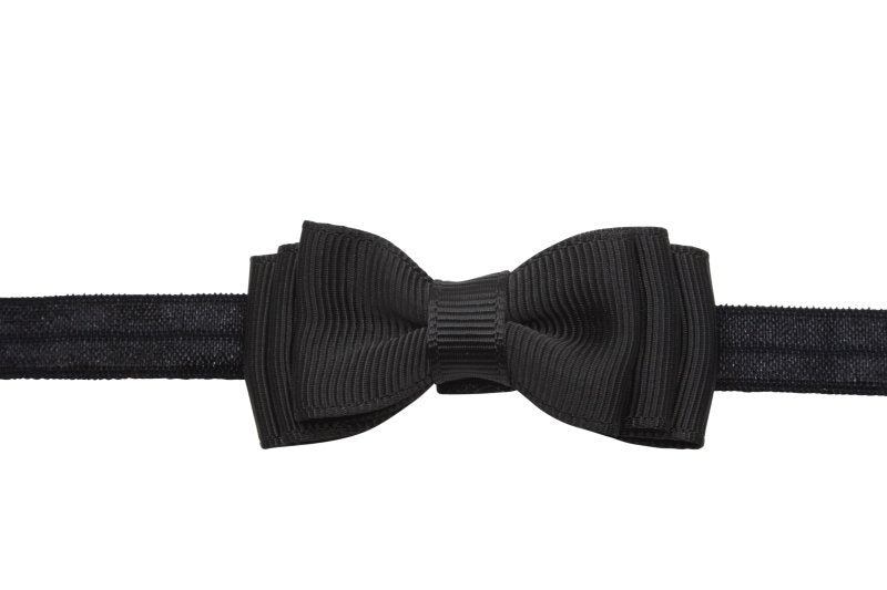 Babyhaarbandje strikje zwart - Staartjes en Strikjes