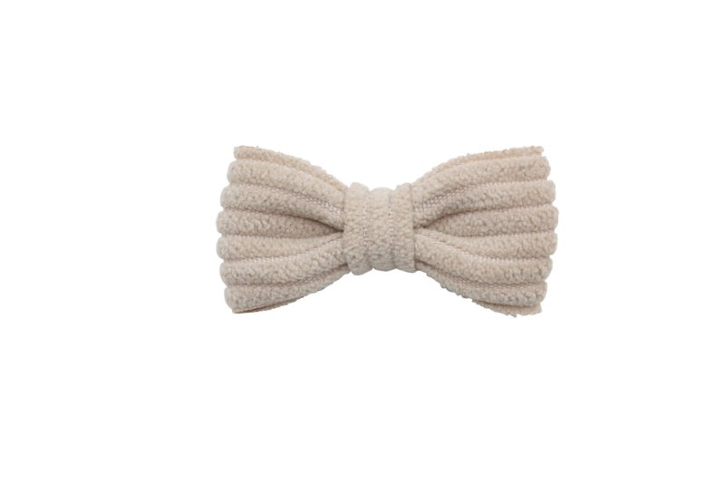 Baby/peuter haarstrikje klein ribstof zacht beige - Staartjes en Strikjes