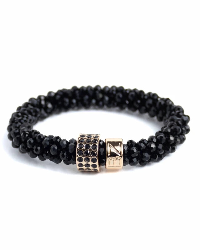 Banditz Beadz Lux armband/haarelastiek - Black, black stones - Staartjes en Strikjes