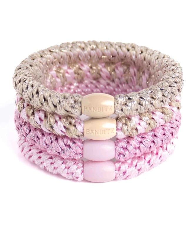 Banditz haarelastieken Combo - Baby Pink Gold - Staartjes en Strikjes
