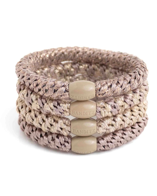 Banditz haarelastieken Combo - Dove Brown Gold - Staartjes en Strikjes