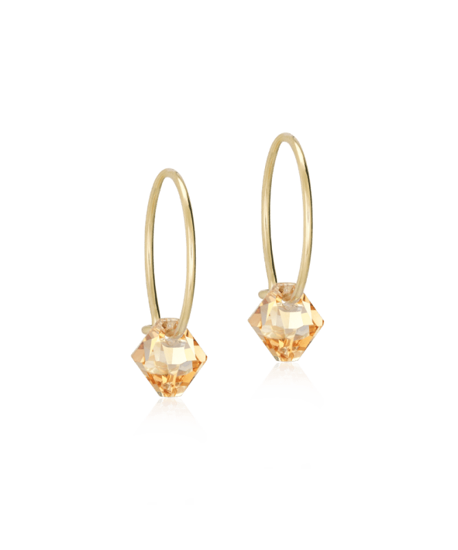 Blomdahl titanium goudkleurige oorringen golden shadow kristal – 14 mm - Staartjes en Strikjes