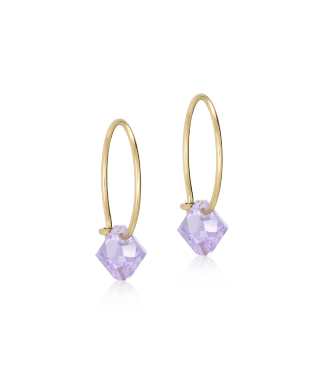 Blomdahl titanium goudkleurige oorringen met lichtpaars kristal – 14 mm - Staartjes en Strikjes