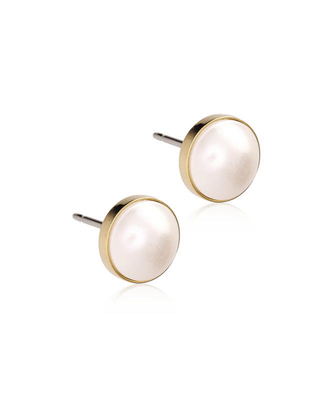 Blomdahl titanium knopjes goudkleurig met parel – 8 mm - Staartjes en Strikjes