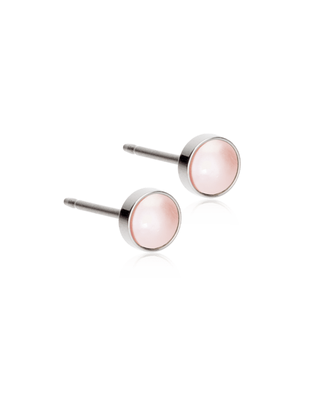 Blomdahl titanium knopjes met roze parel – 5 mm - Staartjes en Strikjes