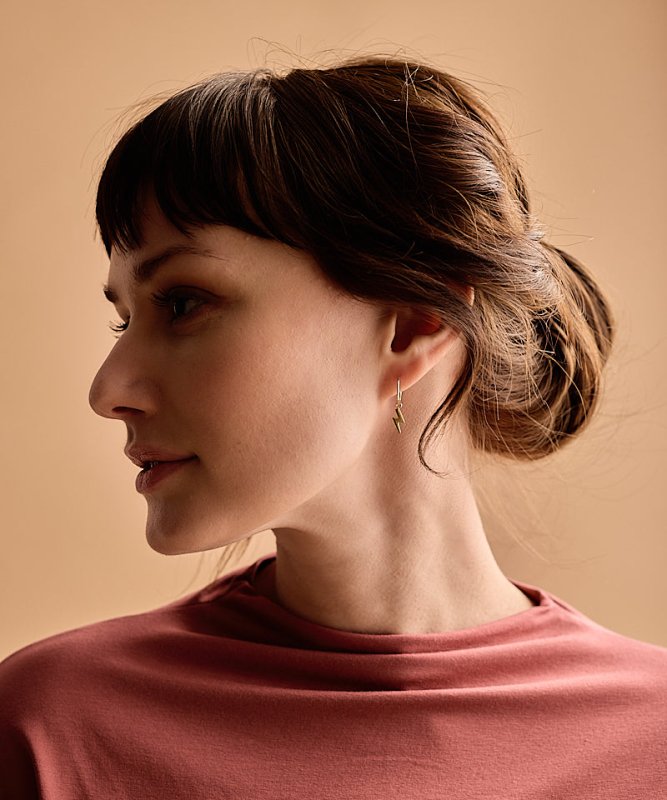 Blomdahl titanium oorringen goudkleurig met bliksem – 14 mm - Staartjes en Strikjes