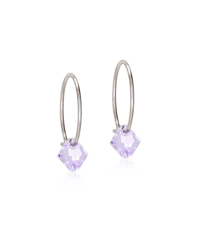 Blomdahl titanium oorringen met lichtpaars crystal – 14 mm - Staartjes en Strikjes