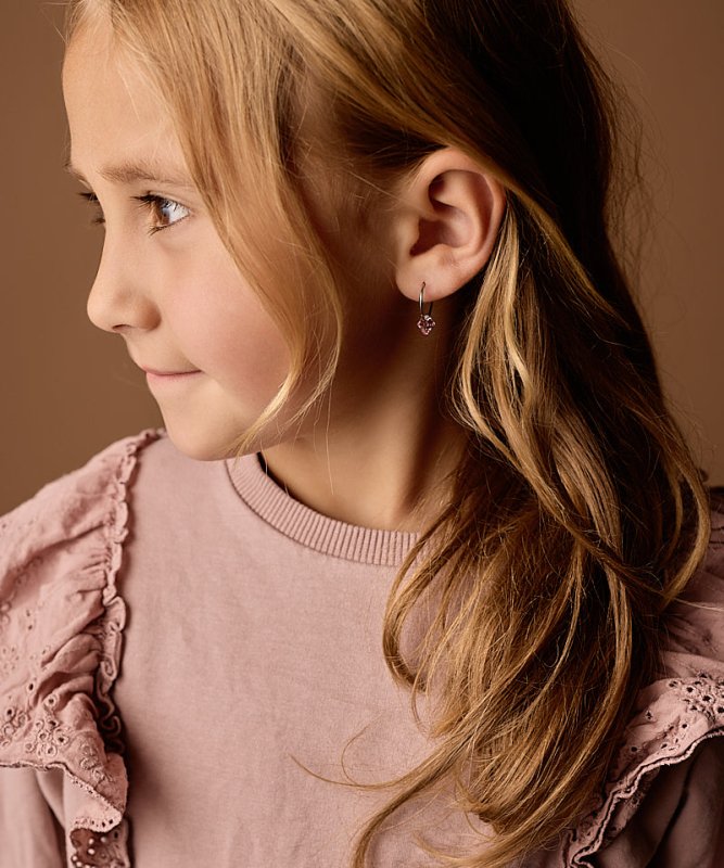 Blomdahl titanium oorringen met lichtroze crystal – 14 mm - Staartjes en Strikjes