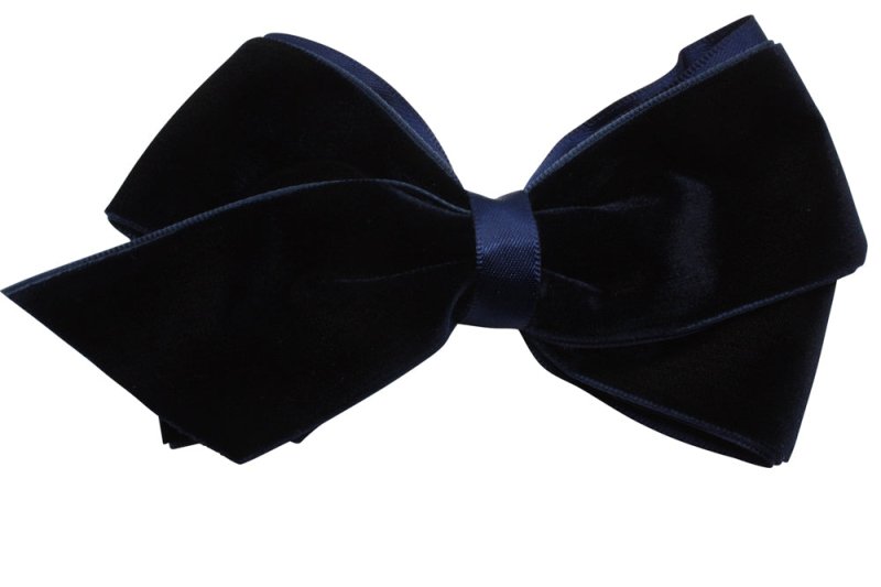 Grote fluwelen haarstrik donkerblauw - Staartjes en Strikjes