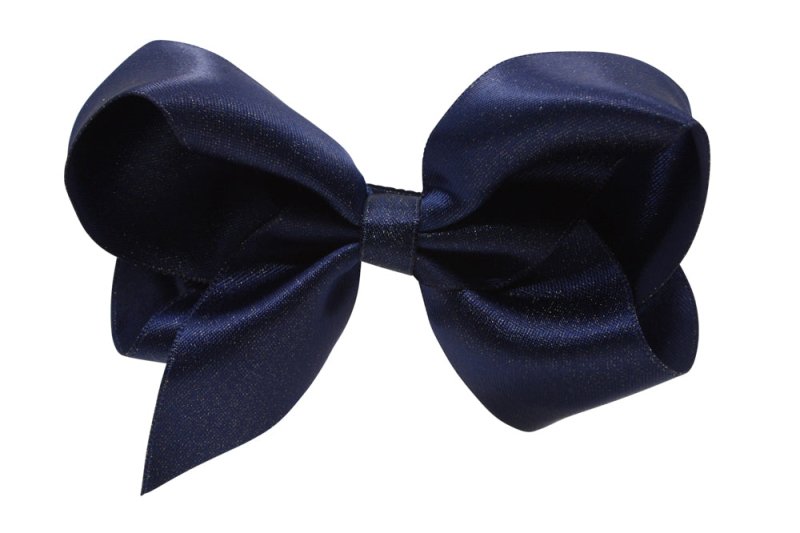 Grote haarstrik – donkerblauw glittertje - Staartjes en Strikjes