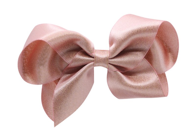 Grote haarstrik – zacht oudroze met glittertje - Staartjes en Strikjes