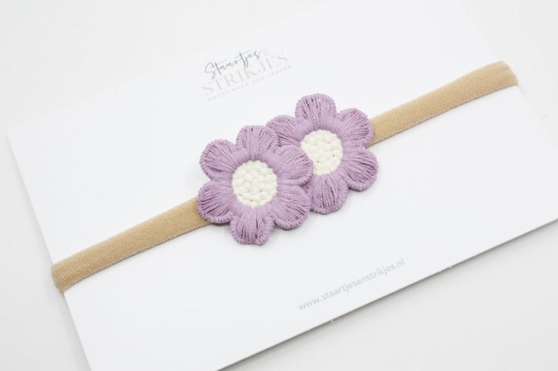 Haarbandje Bibi paars/creme - Staartjes en Strikjes