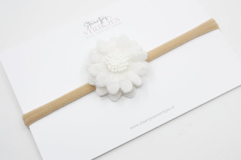 Haarbandje Fleur wit - Staartjes en Strikjes