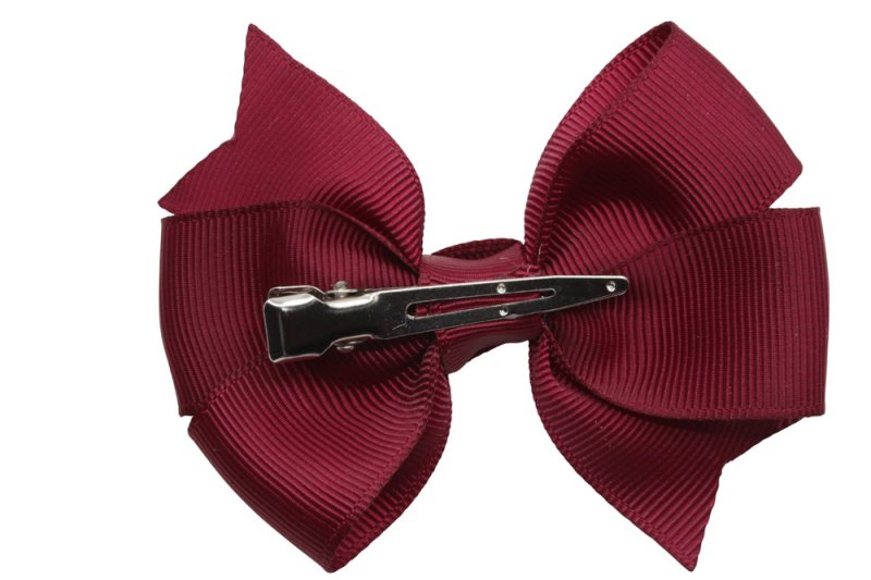 Haarstrik groot bordeaux rood stijl 1 - Staartjes en Strikjes