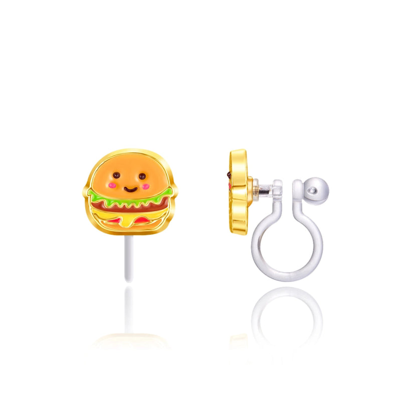 Hypoallergene kinder clip oorbellen Burger Babe - Staartjes en Strikjes