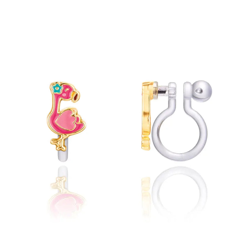 Hypoallergene kinder clip oorbellen Fantastic Flamingo - Staartjes en Strikjes
