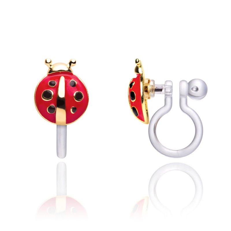 Hypoallergene kinder clip oorbellen Little Ladybug - Staartjes en Strikjes