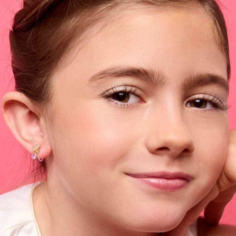 Hypoallergene kinder clip oorbellen luxe hangertje sterretje - Staartjes en Strikjes