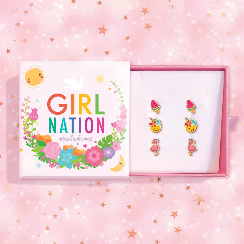 Hypoallergene kinderoorbellen cadeausetje Tropical Trio - Staartjes en Strikjes