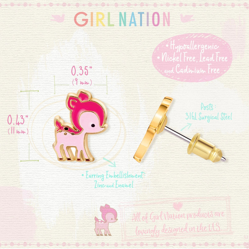 Hypoallergene kinderoorbellen Darling Deer Cutie - Staartjes en Strikjes