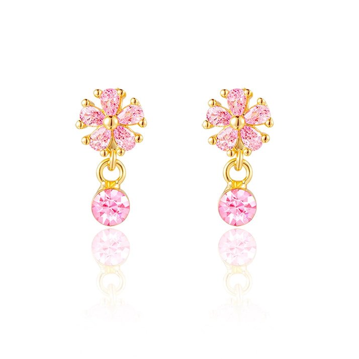 Hypoallergene kinderoorbellen luxe hangertjes bloemetjes roze - Staartjes en Strikjes