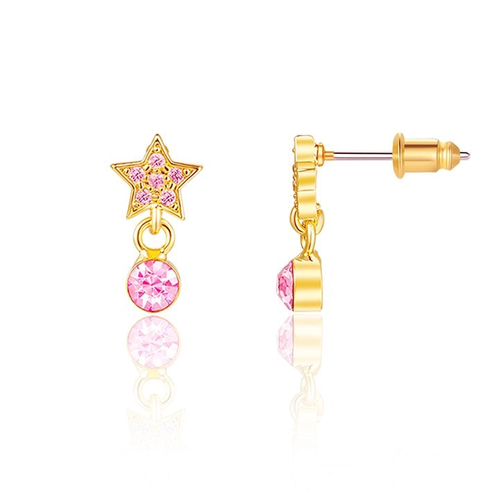 Hypoallergene kinderoorbellen luxe hangertjes sterretjes roze - Staartjes en Strikjes