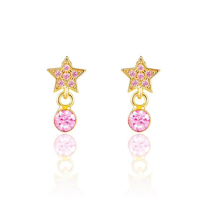 Hypoallergene kinderoorbellen luxe hangertjes sterretjes roze - Staartjes en Strikjes