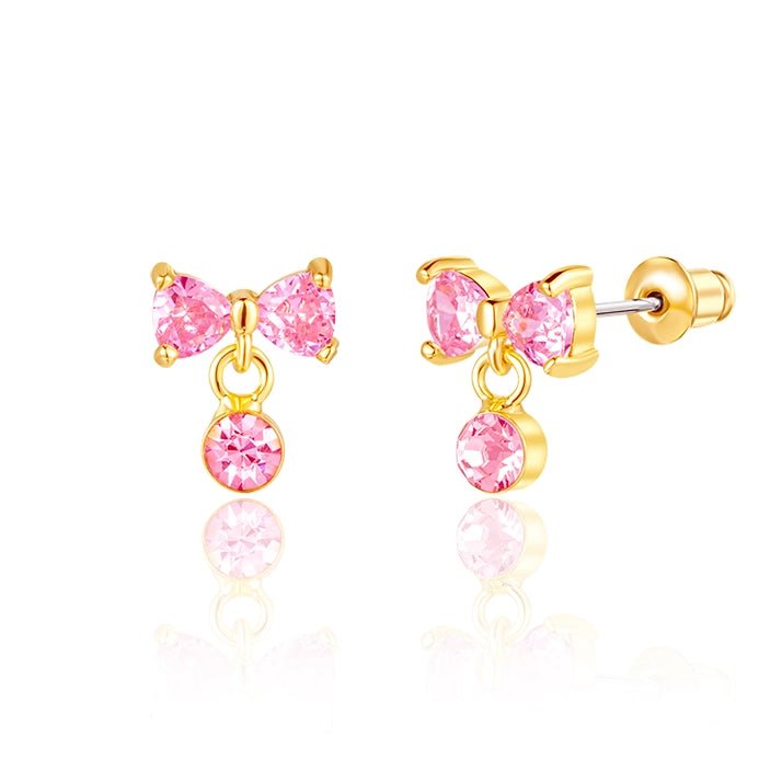 Hypoallergene kinderoorbellen luxe hangertjes strikjes - Staartjes en Strikjes