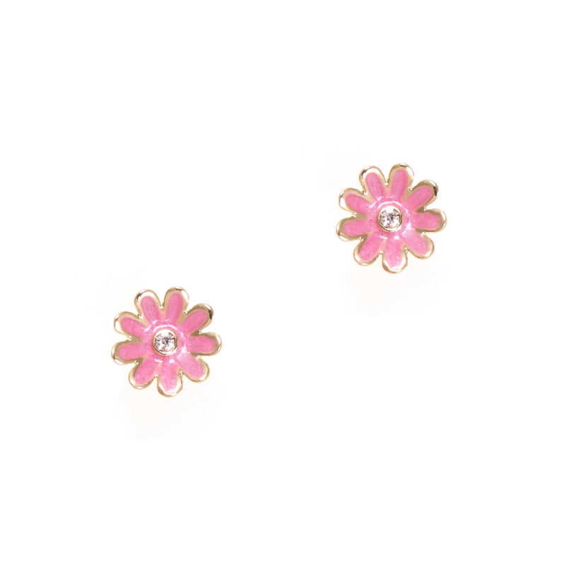Hypoallergene kinderoorbellen pink daisy cutie - Staartjes en Strikjes