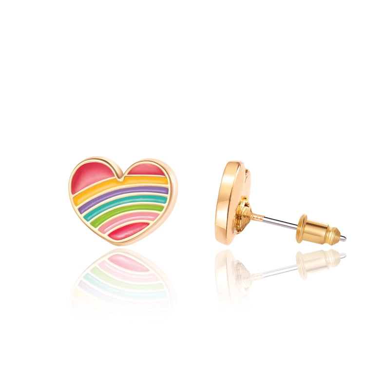 Hypoallergene kinderoorbellen Rainbow Heart Cutie - Staartjes en Strikjes
