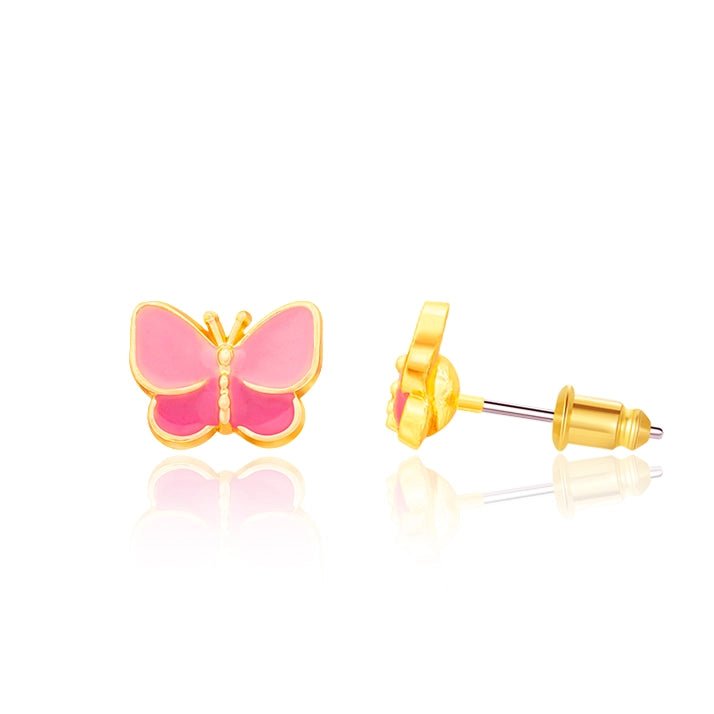Hypoallergene kinderoorbellen Sweet Pink Butterfly - Staartjes en Strikjes