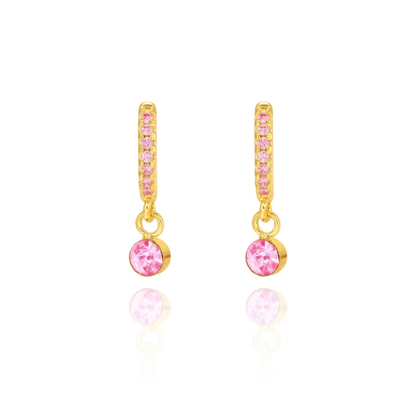 Hypoallergene kinderoorringen met hangertje roze zirconia - Staartjes en Strikjes
