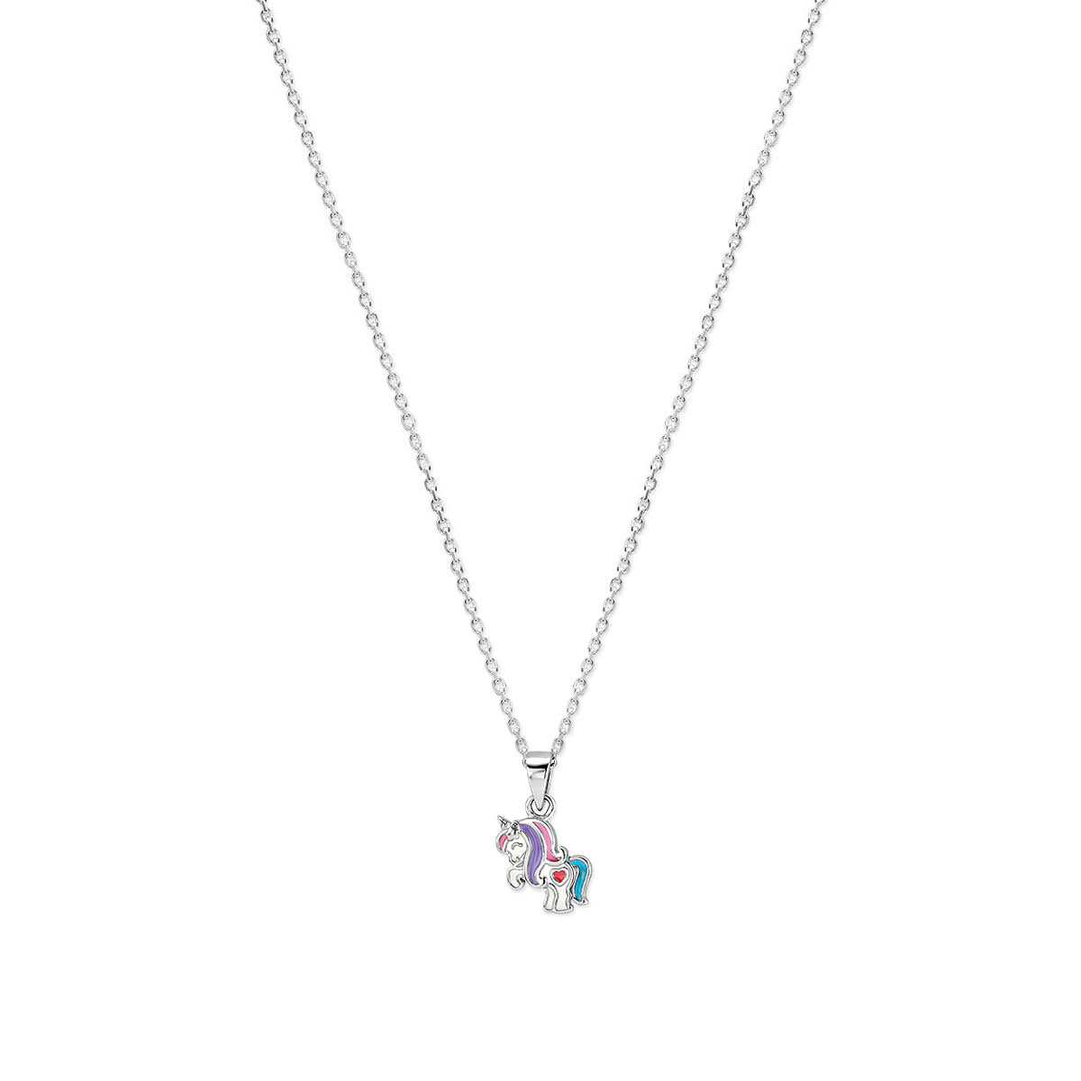Zilveren ketting eenhoorn met hartje
