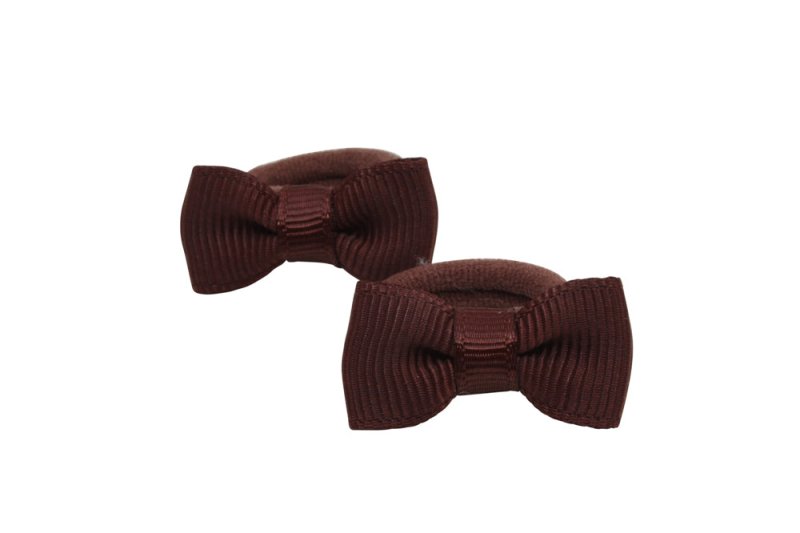 Kleine elastiekjes met mini strikjes – cappuccino bruin - Staartjes en Strikjes