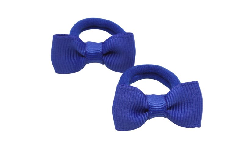 Kleine elastiekjes met mini strikjes – Kobalt blauw - Staartjes en Strikjes