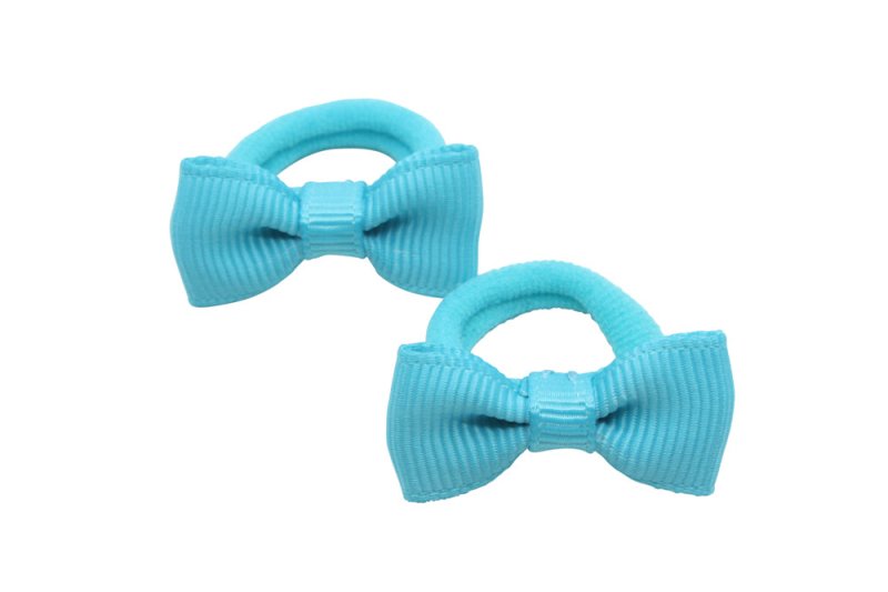 Kleine elastiekjes met mini strikjes – Misty Turquoise - Staartjes en Strikjes
