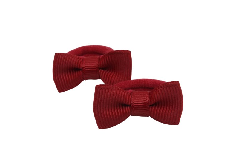 Kleine elastiekjes met mini strikjes warm rood - Staartjes en Strikjes