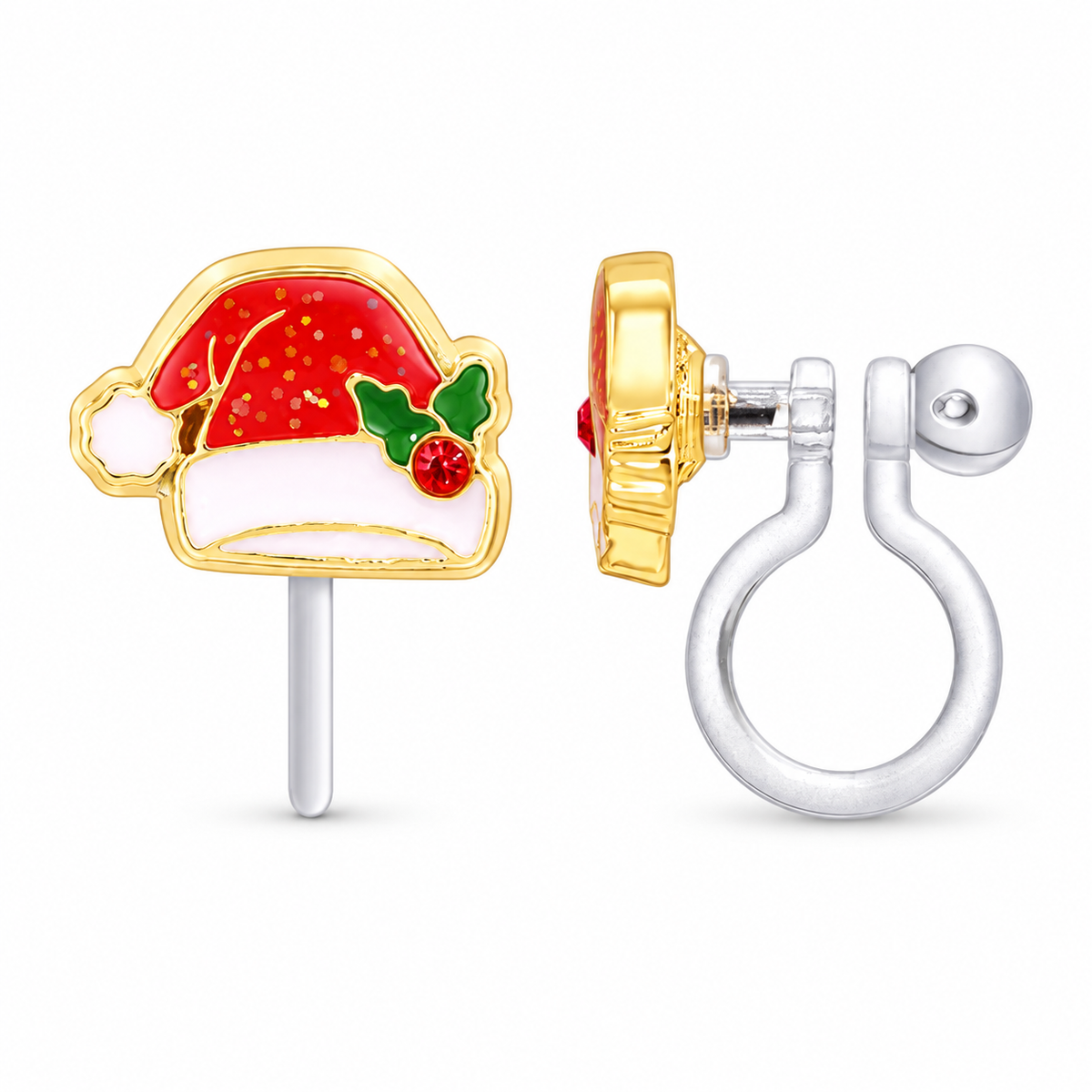 Hypoallergene kinder clip oorbellen Merry Santa Hat