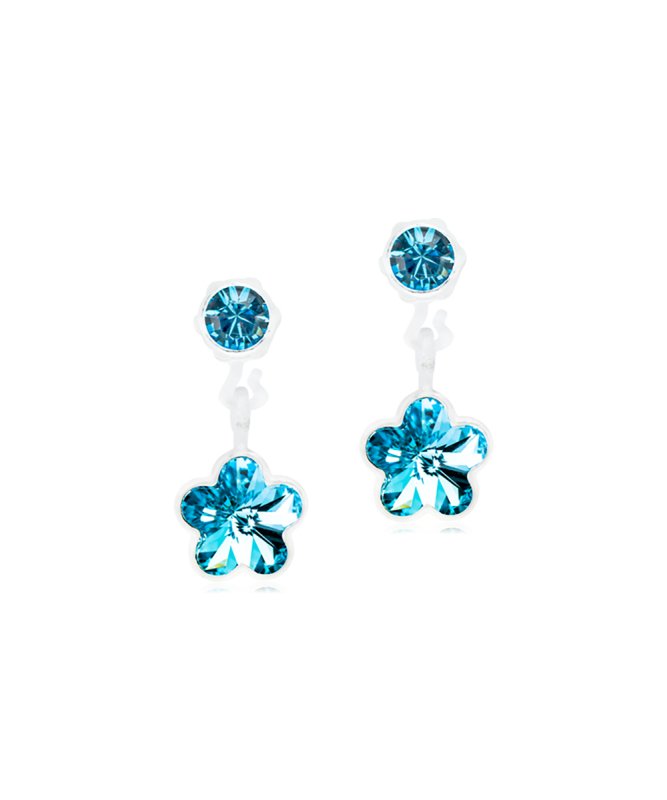 Oorbellen Blomdahl medical plastic bloemetje aqua blauw (incl. achterkantjes) - Staartjes en Strikjes